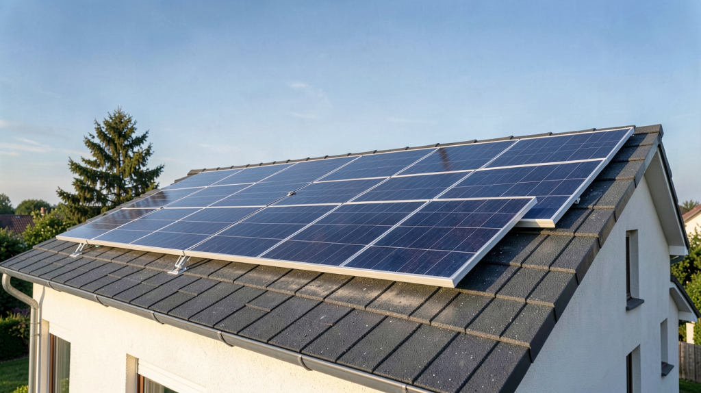 capteur solaire eau chaude installé sur le toit d'une maison individuelle