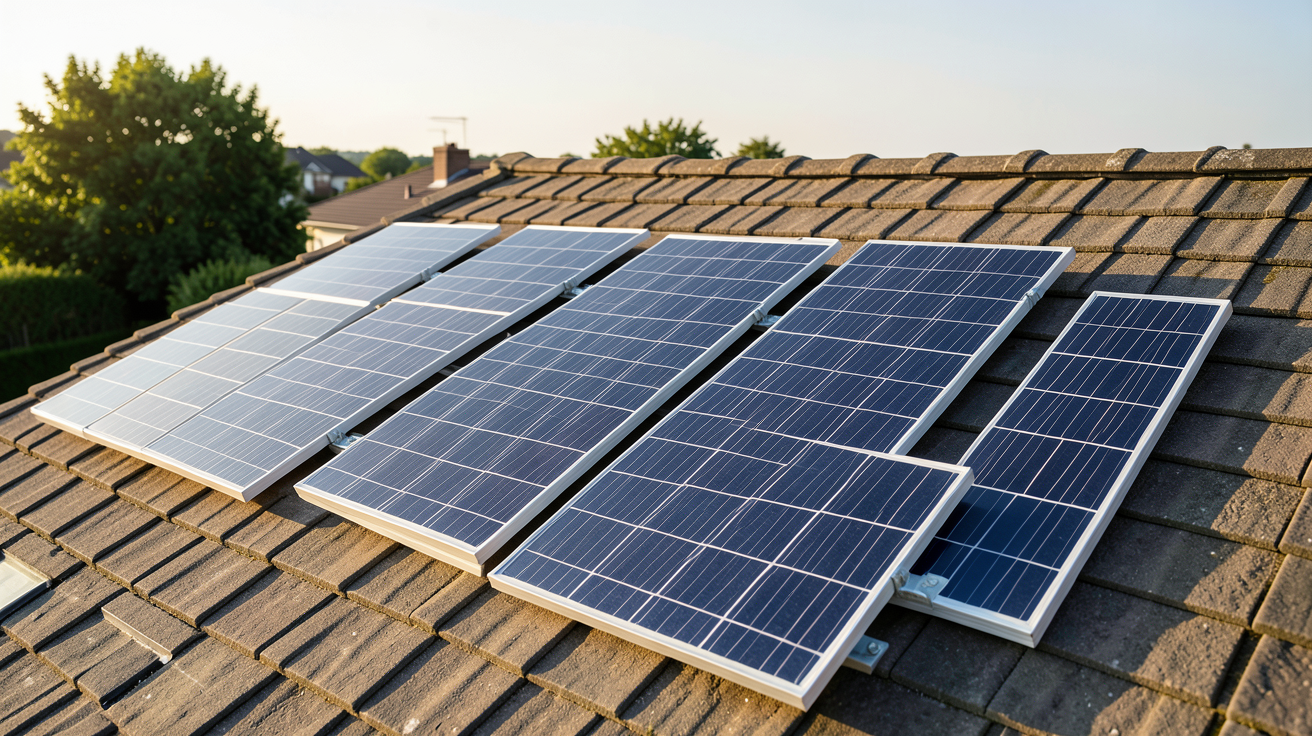 capteur solaire photovoltaïque différents types installés sur un toit résidentiel