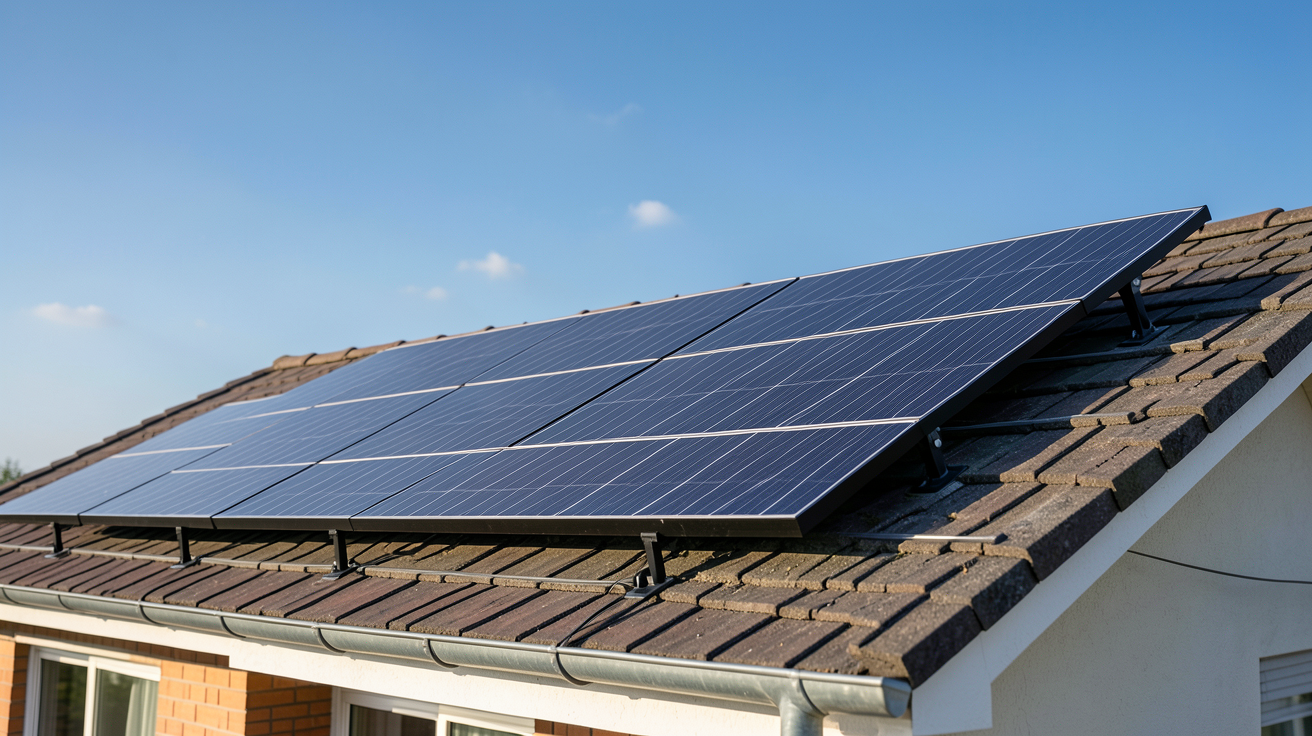 capteur solaire photovoltaïque installé sur le toit d'une maison individuelle