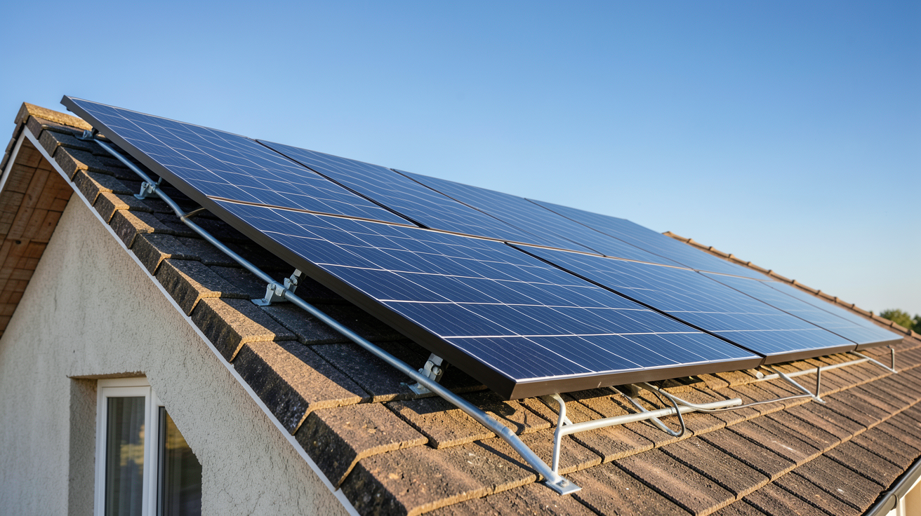 capteur solaire photovoltaïque installé sur le toit d'une maison individuelle