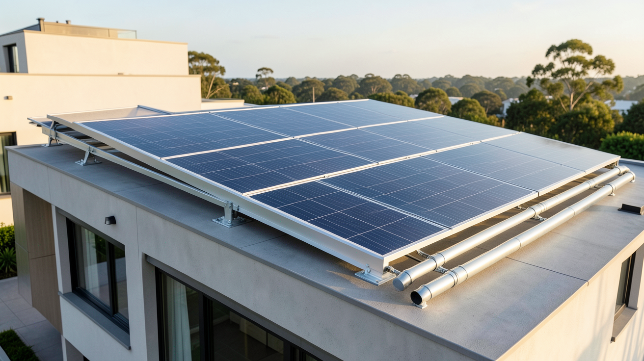 capteur solaire thermique installé sur le toit d'une maison moderne