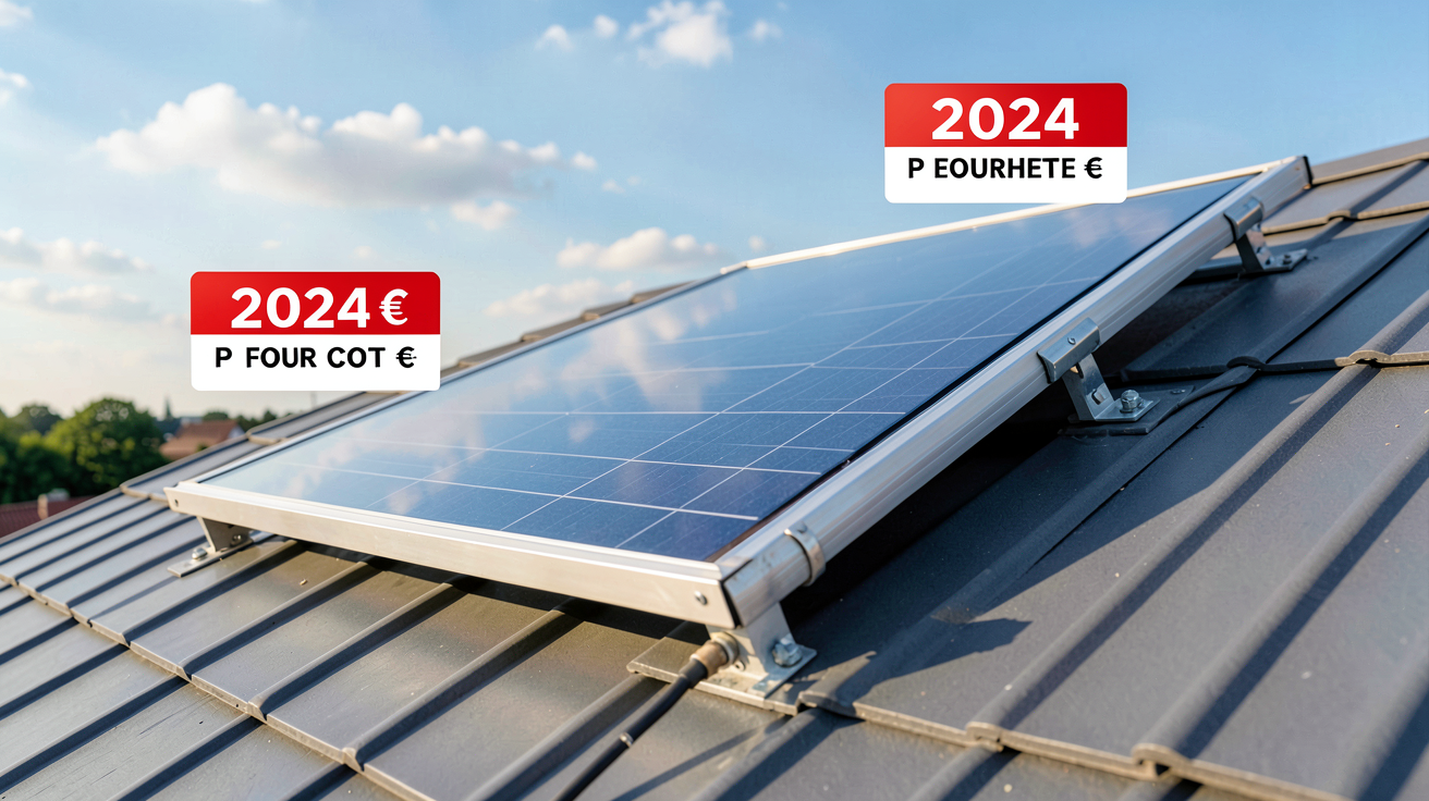 capteur solaire thermique prix fourchettes 2024 affiché sur un capteur installé sur un toit moderne