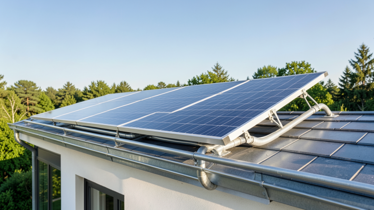 capteur solaire thermique installé sur le toit d'une maison écologique
