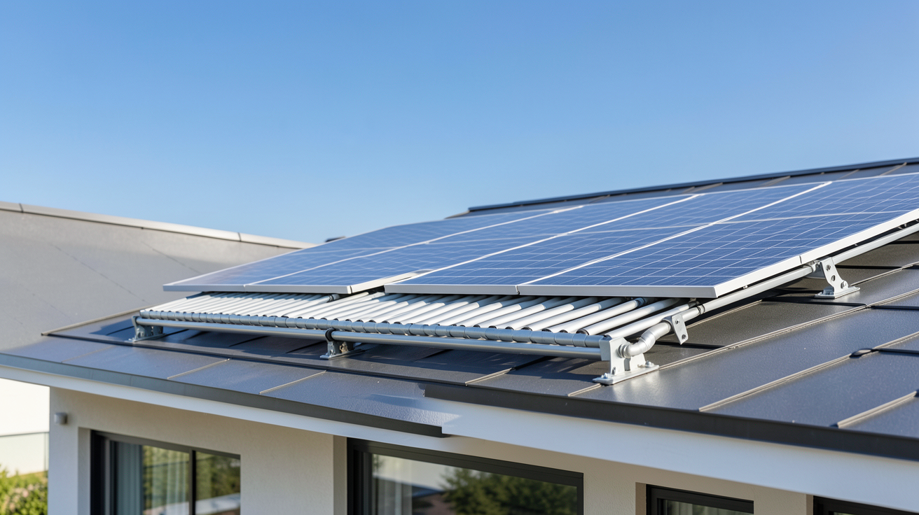 capteur solaire thermique installé sur le toit d'une maison moderne
