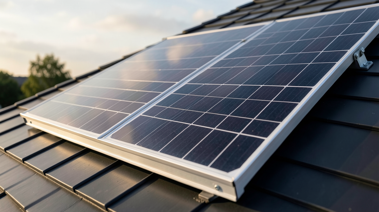 capteurs solaires photovoltaïques installés sur un toit incliné, mettant en avant les critères de performance comme le rendement et la puissance