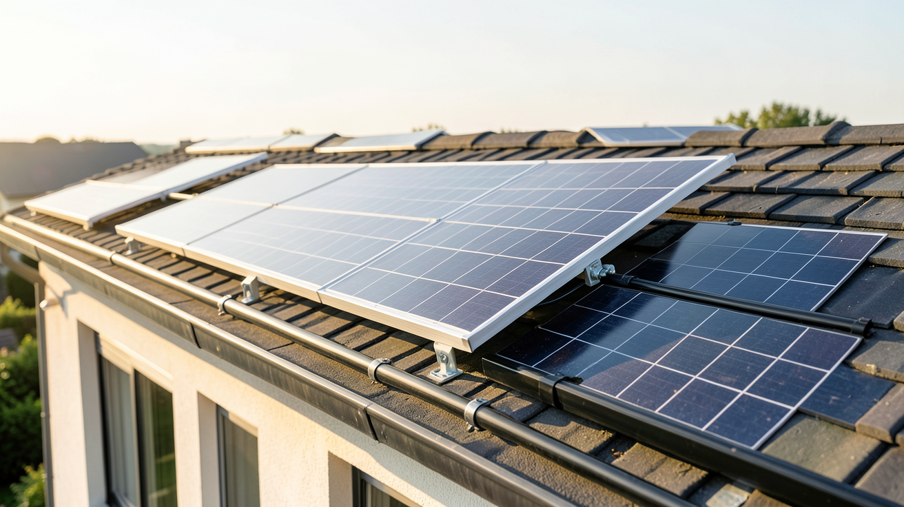 capteurs solaires thermiques installés sur le toit d'une maison individuelle