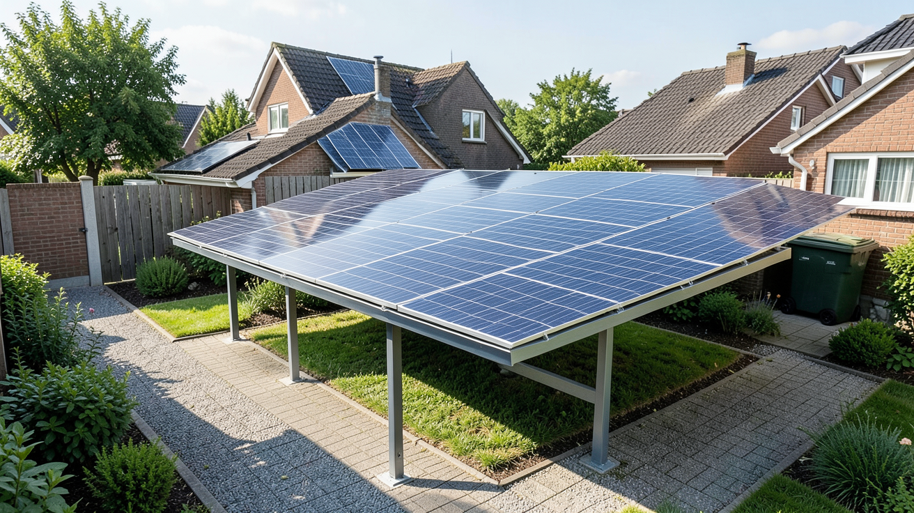 car port solaire montrant ses sept avantages majeurs : économies d'énergie, réduction carbone, ombrage pratique