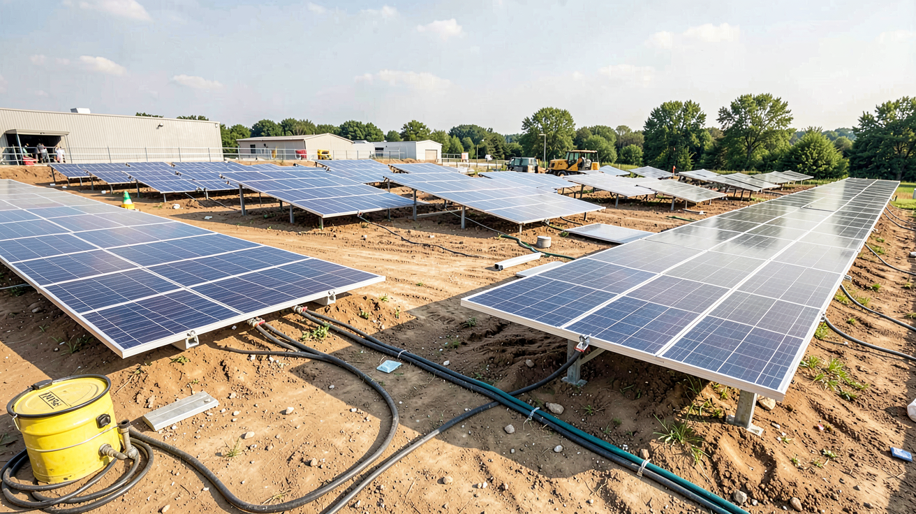 cdiscount panneau solaire photo montrant des erreurs d'installation comme des panneaux mal alignés et des câbles mal fixés