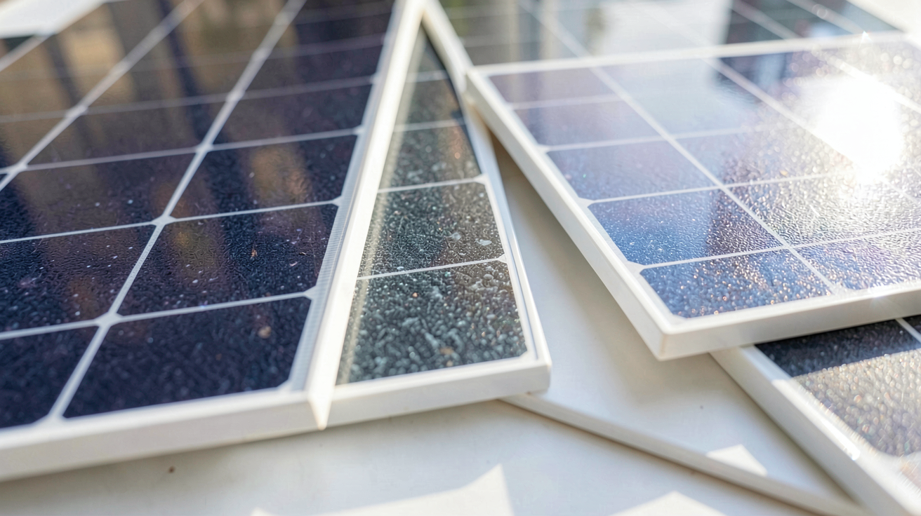 cellule photovoltaïque différents types rendus comparatifs disposés côte à côte