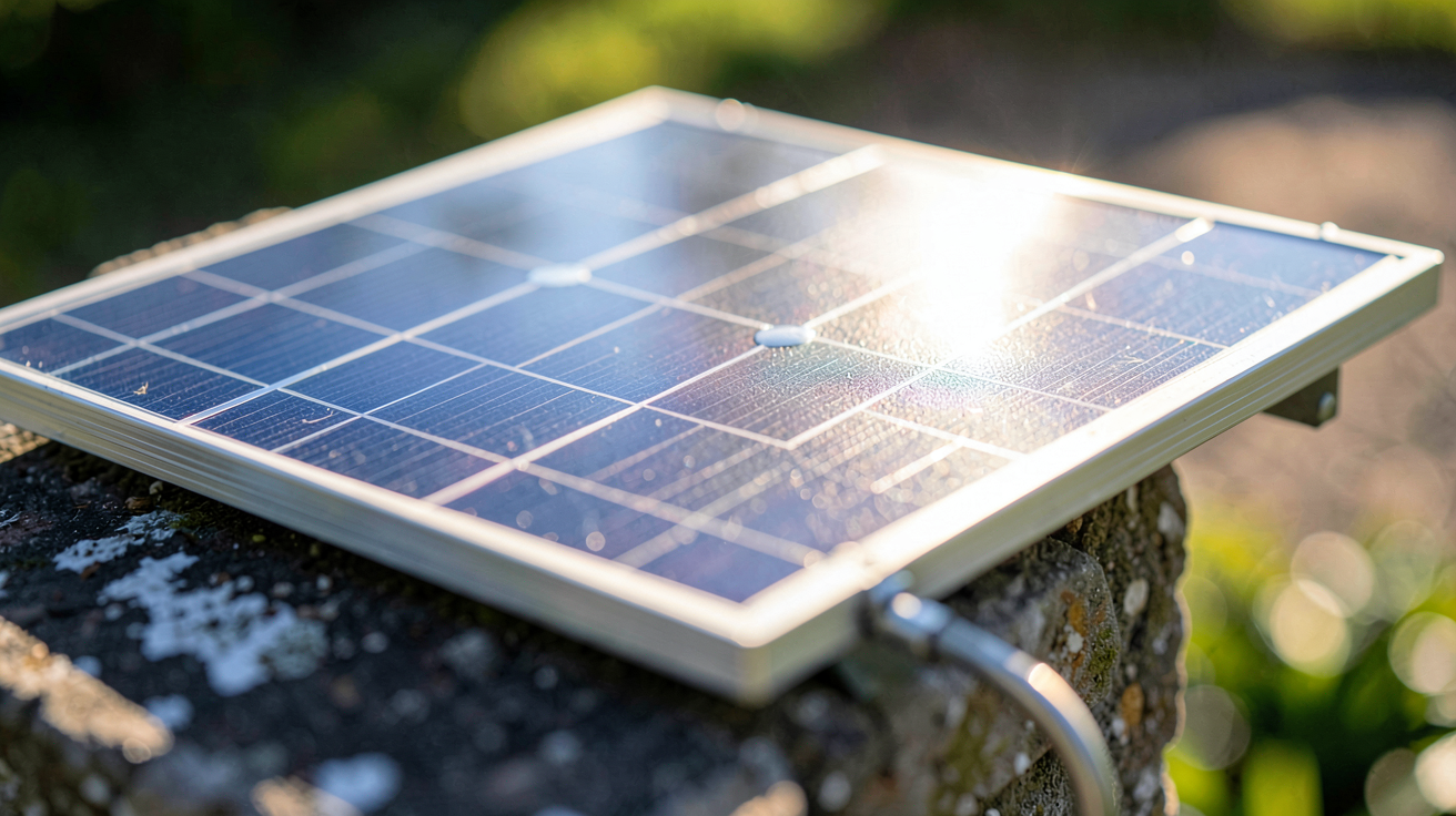 cellule photovoltaïque en silicium monocristallin exposée à la lumière naturelle du soleil
