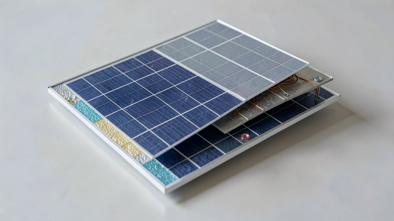 cellule solaire en silicium monocristallin montrant sa structure interne et ses composants