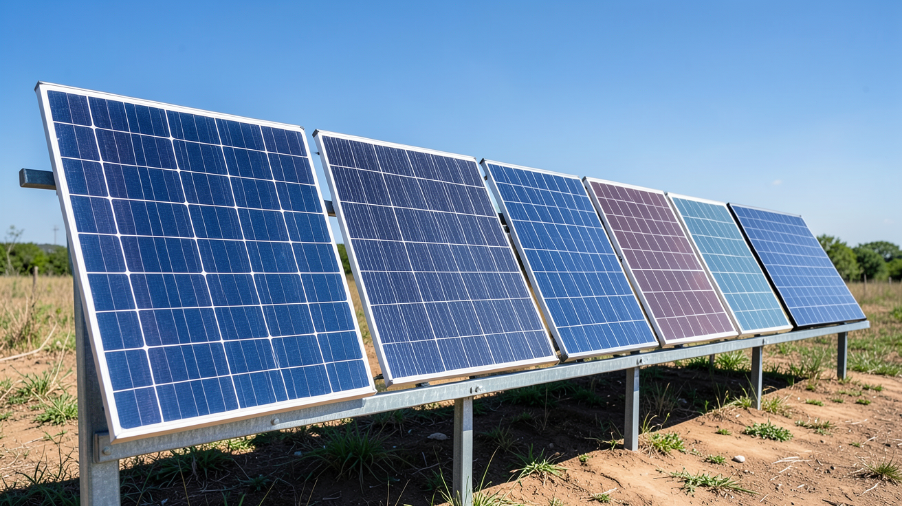 cellules photovoltaïques de différents types exposées en extérieur en 2024