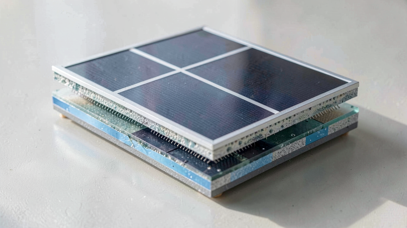 cellules solaires principe de fonctionnement en coupe transversale montrant les couches techniques