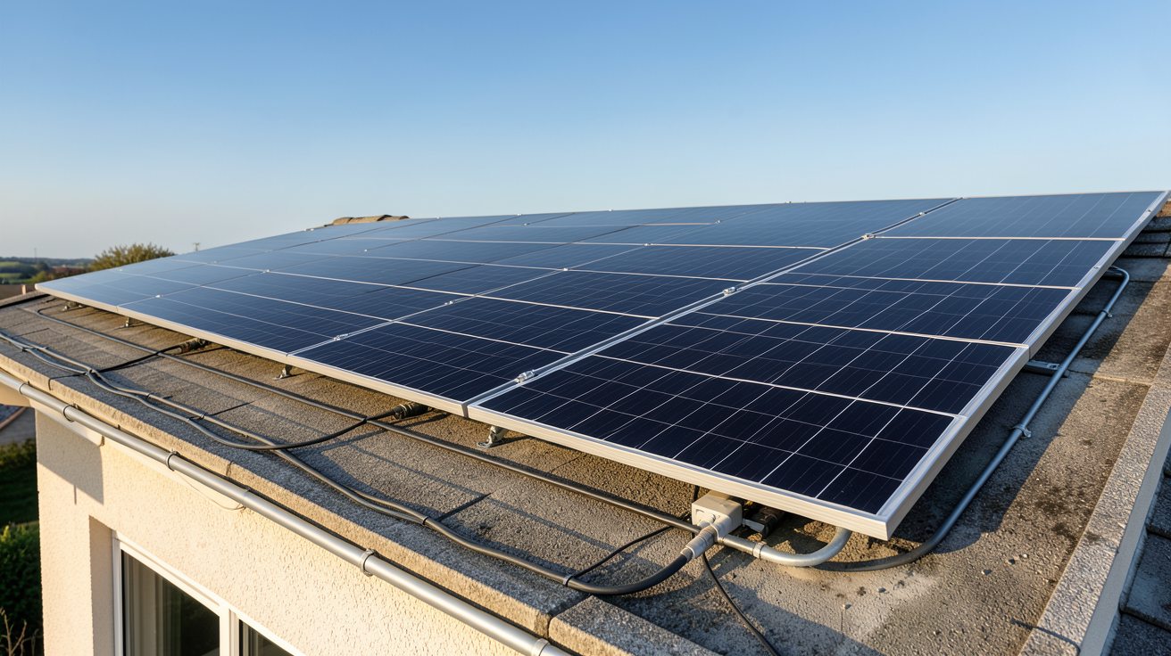 centrale solaire autoconsommation installée sur le toit d'une maison individuelle pour l'autoconsommation énergétique