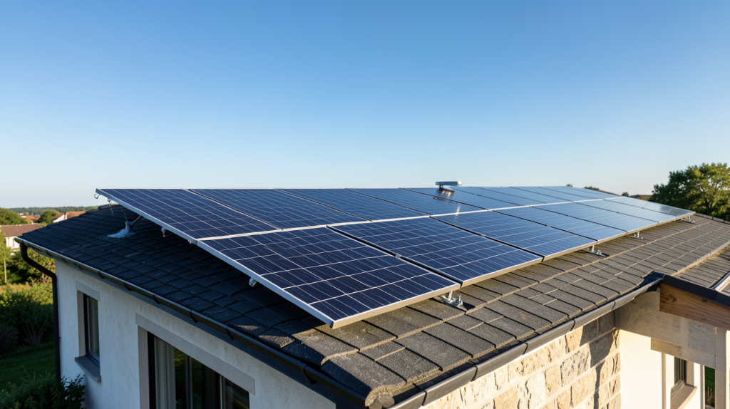 centrale solaire autoconsommation installée sur le toit d'une maison individuelle