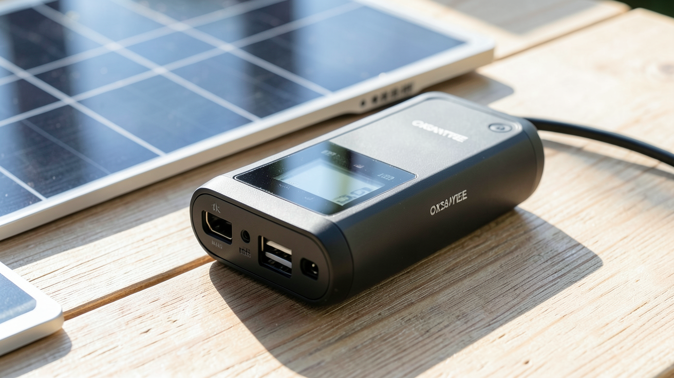 chargeur solaire portable 24000 mah oxsaytee montrant la technologie et la performance avec ses panneaux solaires déployés