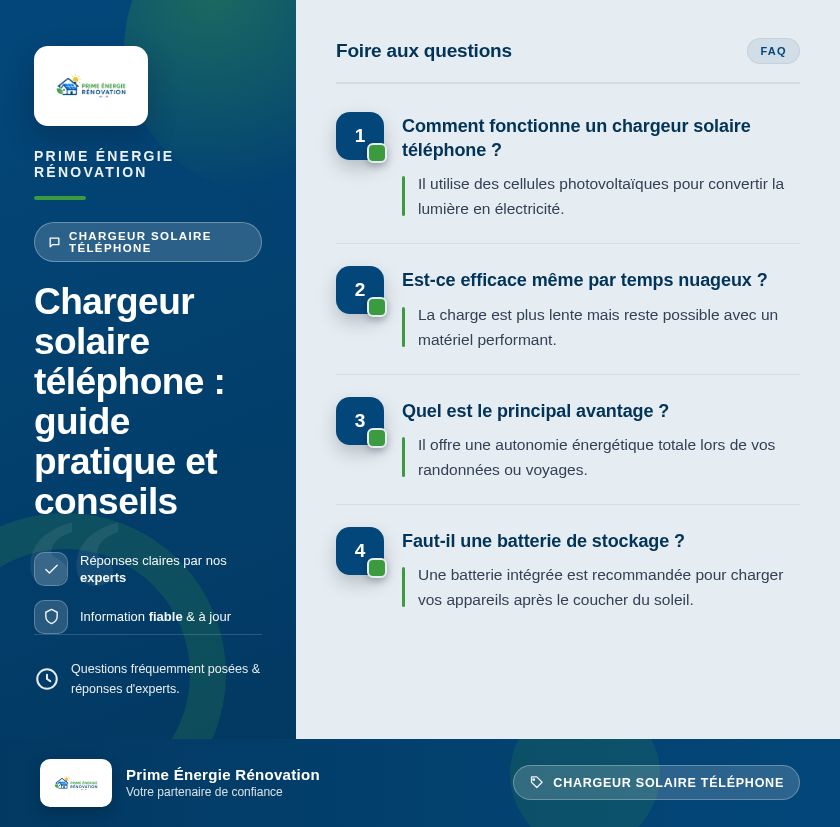 Infographie : Chargeur solaire téléphone : guide pratique et conseils