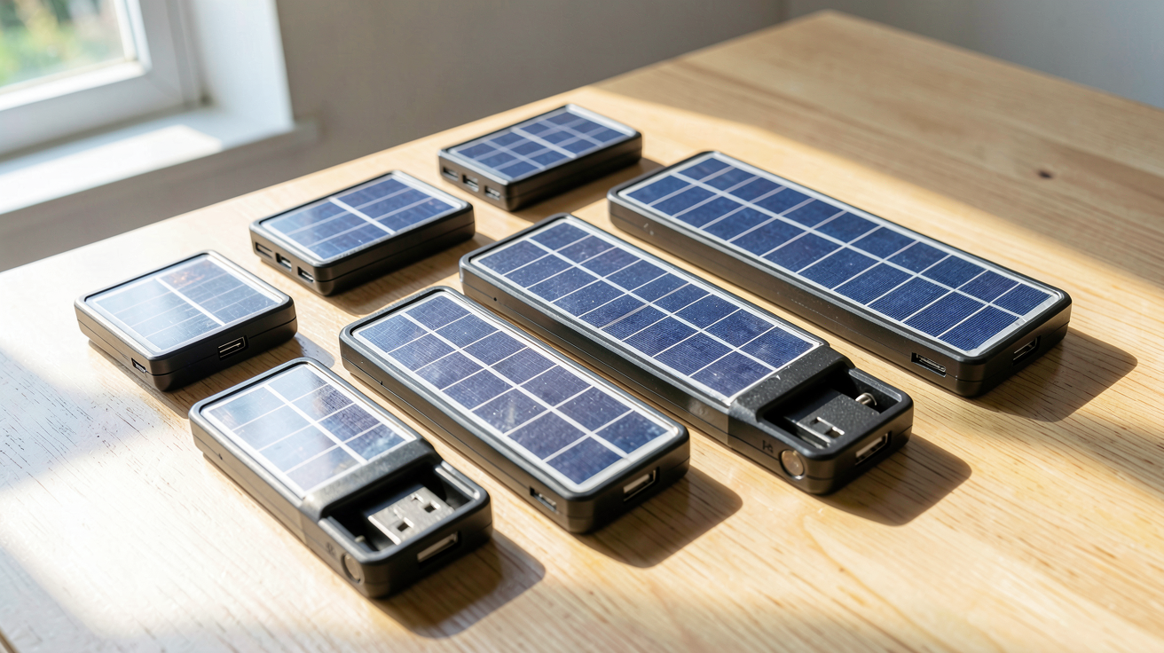 chargeur usb solaire présenté parmi les dix meilleurs modèles de 2024, posé sur une table en bois éclairée par la lumière du jour