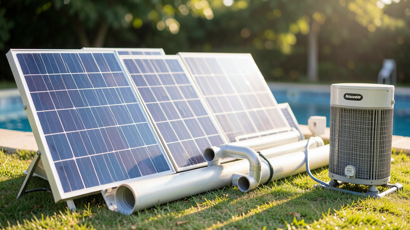 chauffage de piscine solaire présentant différents types de systèmes disponibles sur le marché