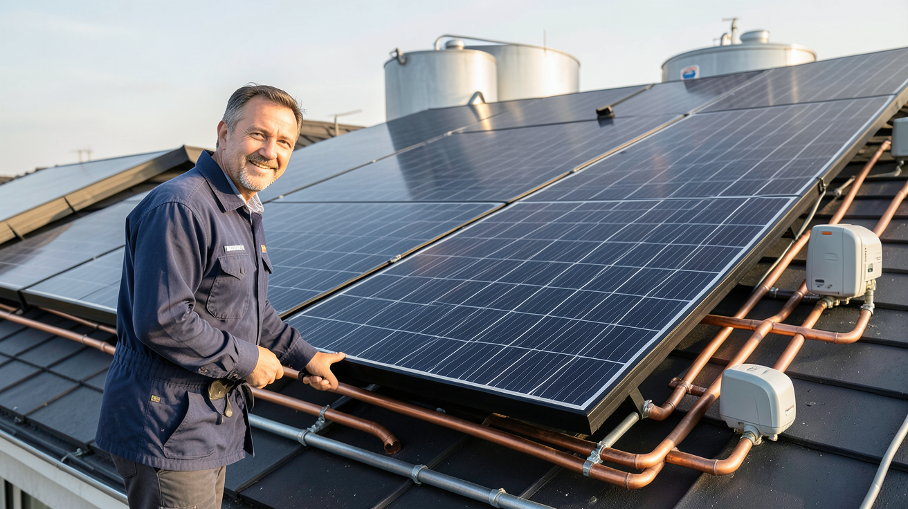 chauffage panneau solaire prix détaillé pour 2026 avec installateur professionnel et système thermique sur toit