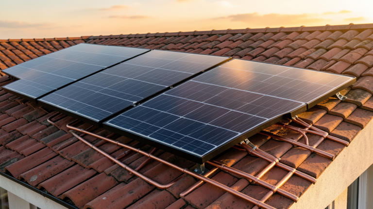 chauffage panneau solaire prix installation sur le toit d'une maison