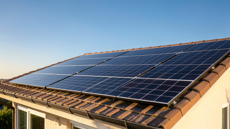 chauffage solaire autonome installé sur le toit d'une maison individuelle
