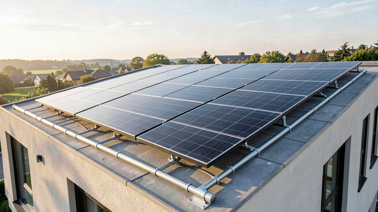 chauffage solaire piscine sur toit montrant le dimensionnement et la surface nécessaire des panneaux