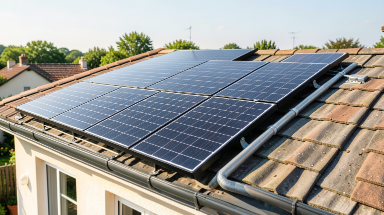 chauffage solaire prix installation sur le toit d'une maison individuelle avec panneaux thermiques noirs