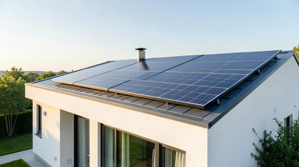chauffe air solaire à vendre installé sur le toit d'une maison contemporaine