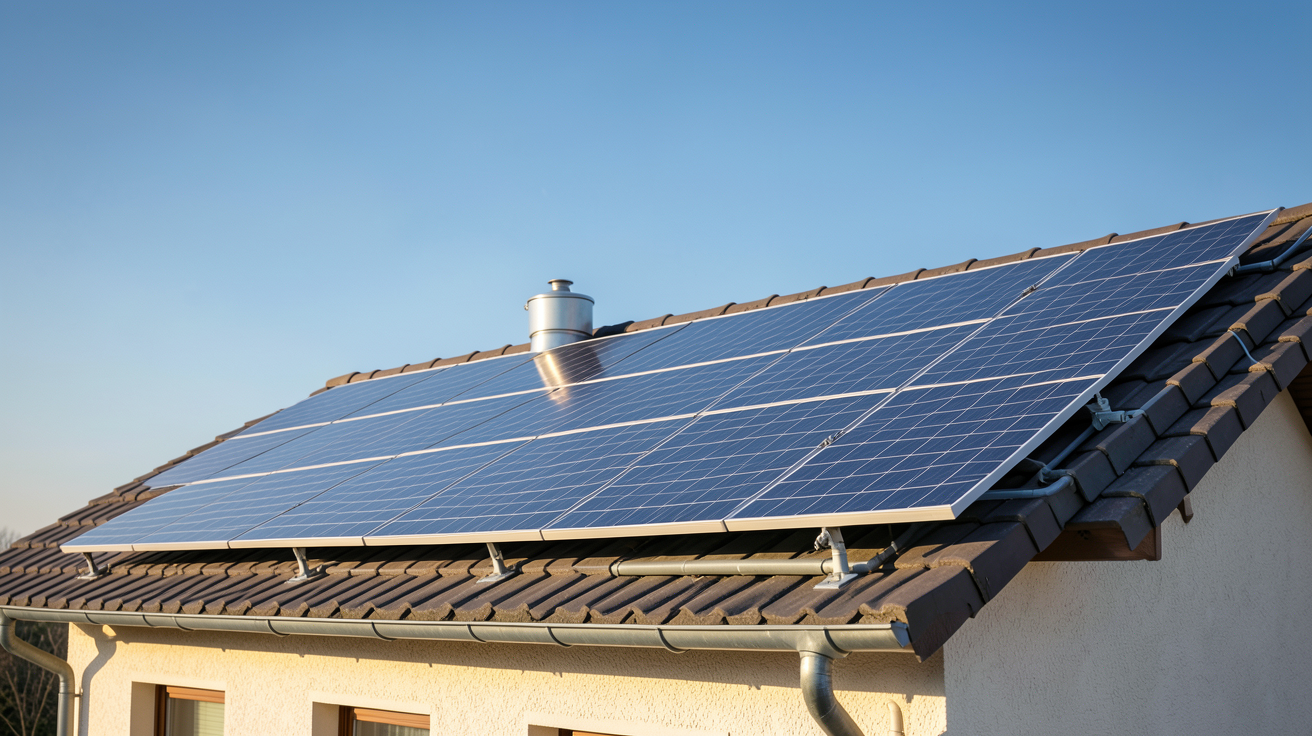 chauffe air solaire à vendre installé sur le toit d'une maison avec panneaux thermiques
