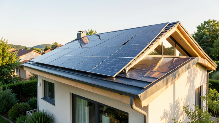 chauffe air solaire installé sur le toit d'une maison écologique