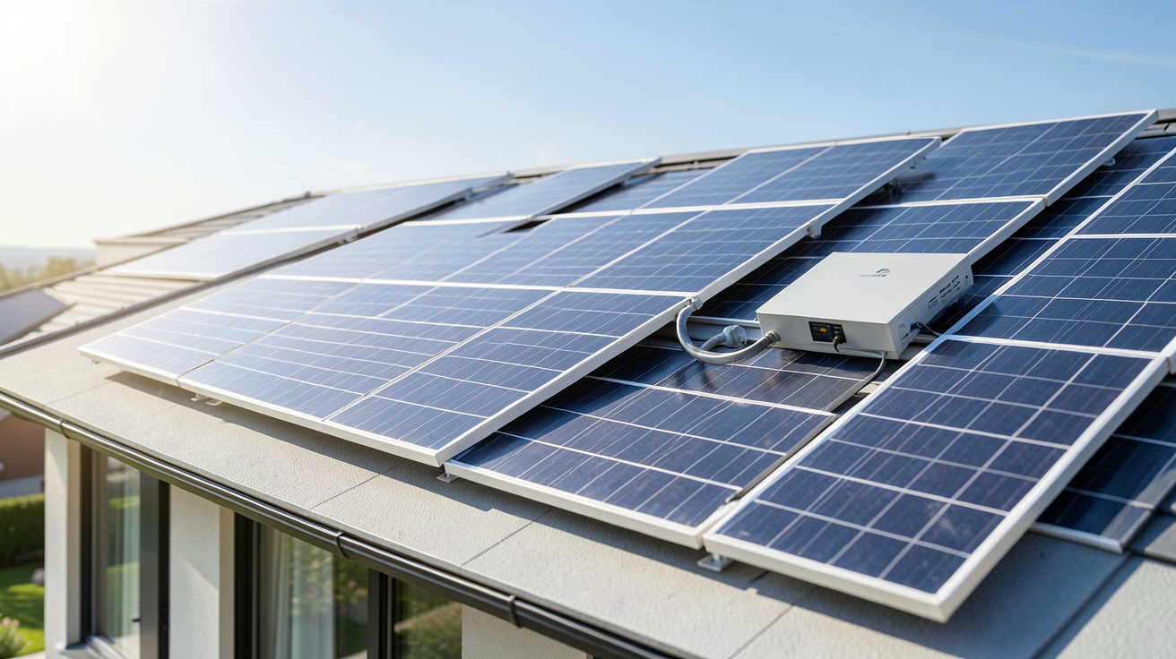 chauffe eau photovoltaïque installé sur le toit d'une résidence moderne