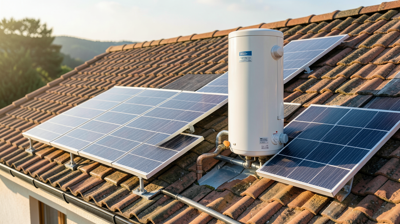chauffe eau photovoltaique prix installation sur toit de maison avec panneaux solaires