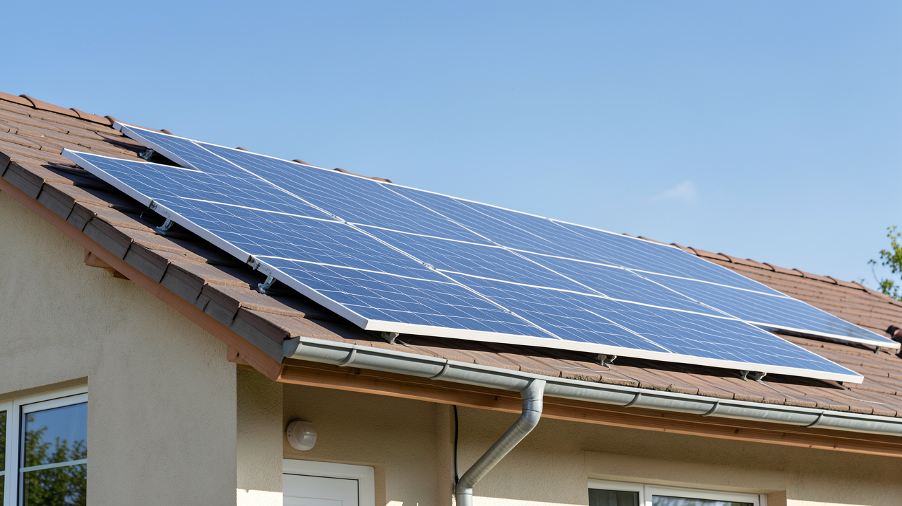 chauffe eau solaire capteurs solaires thermiques sur toit de maison individuelle