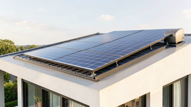 chauffe eau solaire installé sur le toit d'une maison individuelle