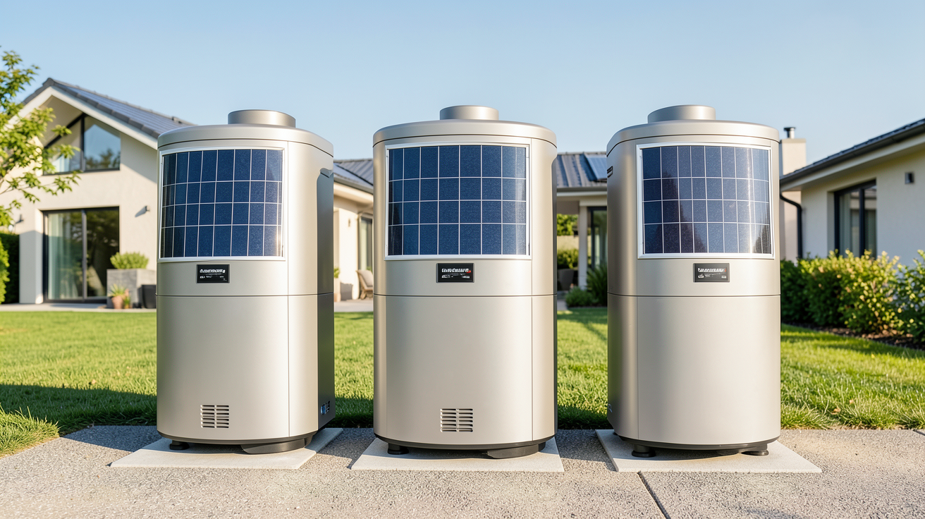 chauffe eau solaires présentant différents types d'installations extérieures