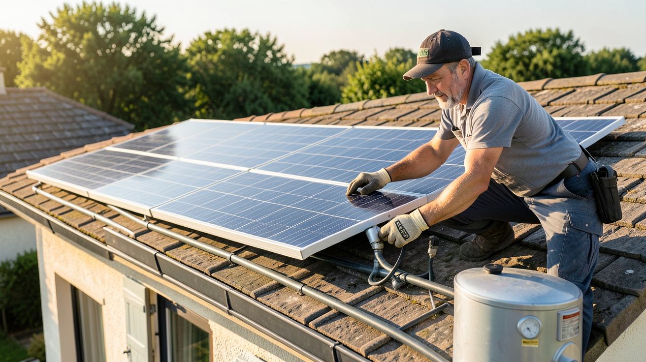 chauffe eau solaires étapes d'installation d'un chauffe-eau solaire sur le toit d'une maison