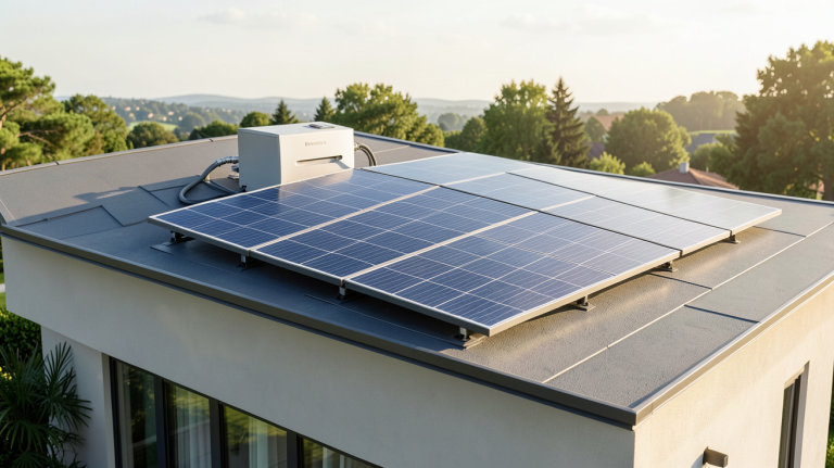 chauffe eau thermodynamique solaire installé sur le toit d'une maison moderne