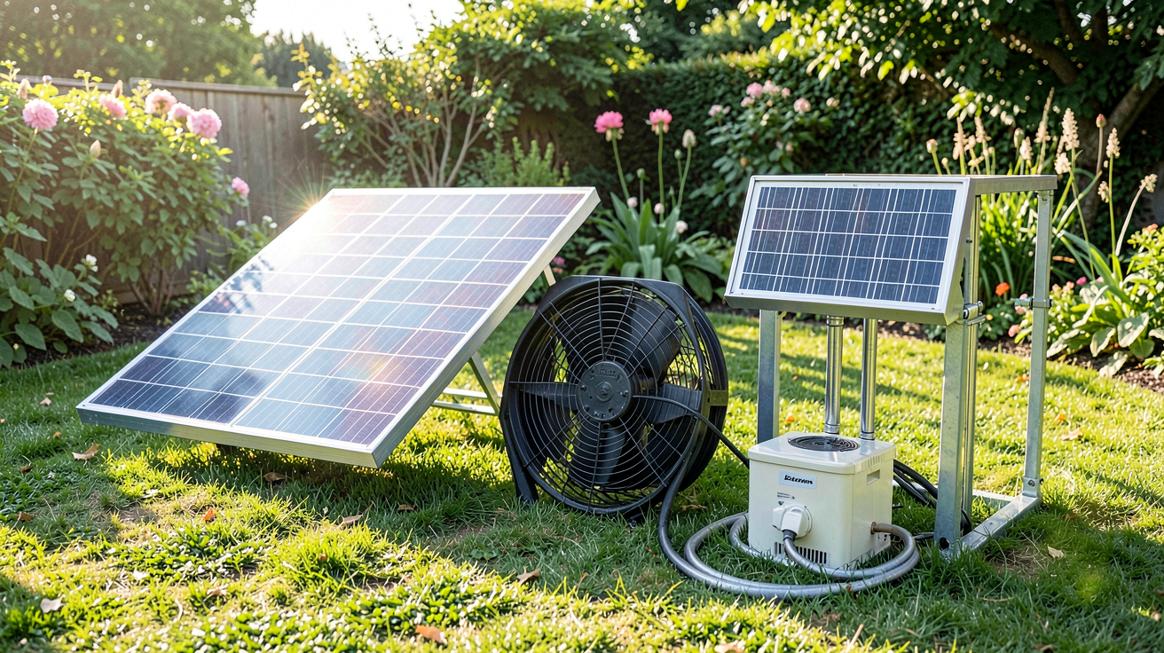 chauffe piscine solaire montrant différents types de systèmes : panneaux plats, absorbeurs en plastique et tubes sous vide