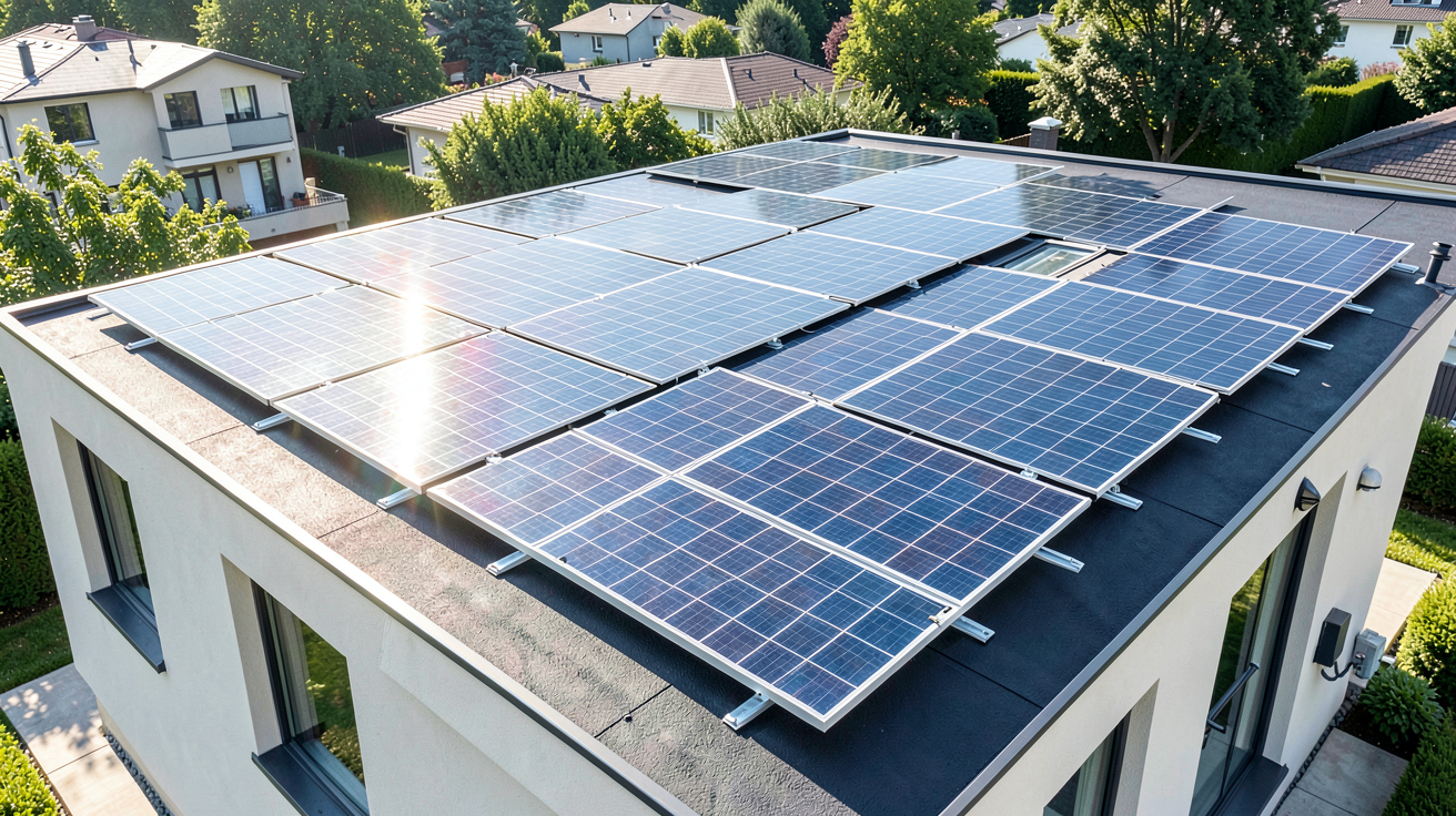combien coûte un panneau solaire illustré par une installation photovoltaïque complète sur un toit moderne