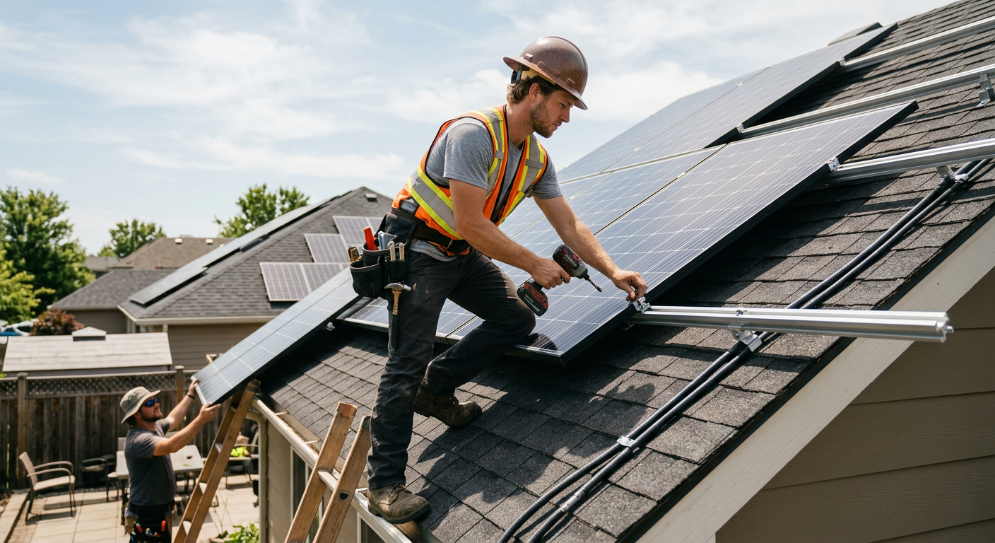 comment installer des panneaux solaires soi-même photographié en situation réelle, illustration de l'article