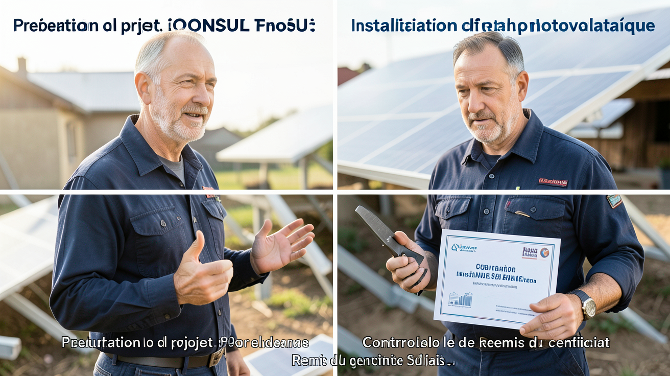 consuel installation photovoltaique montrant les quatre étapes pour obtenir l'attestation
