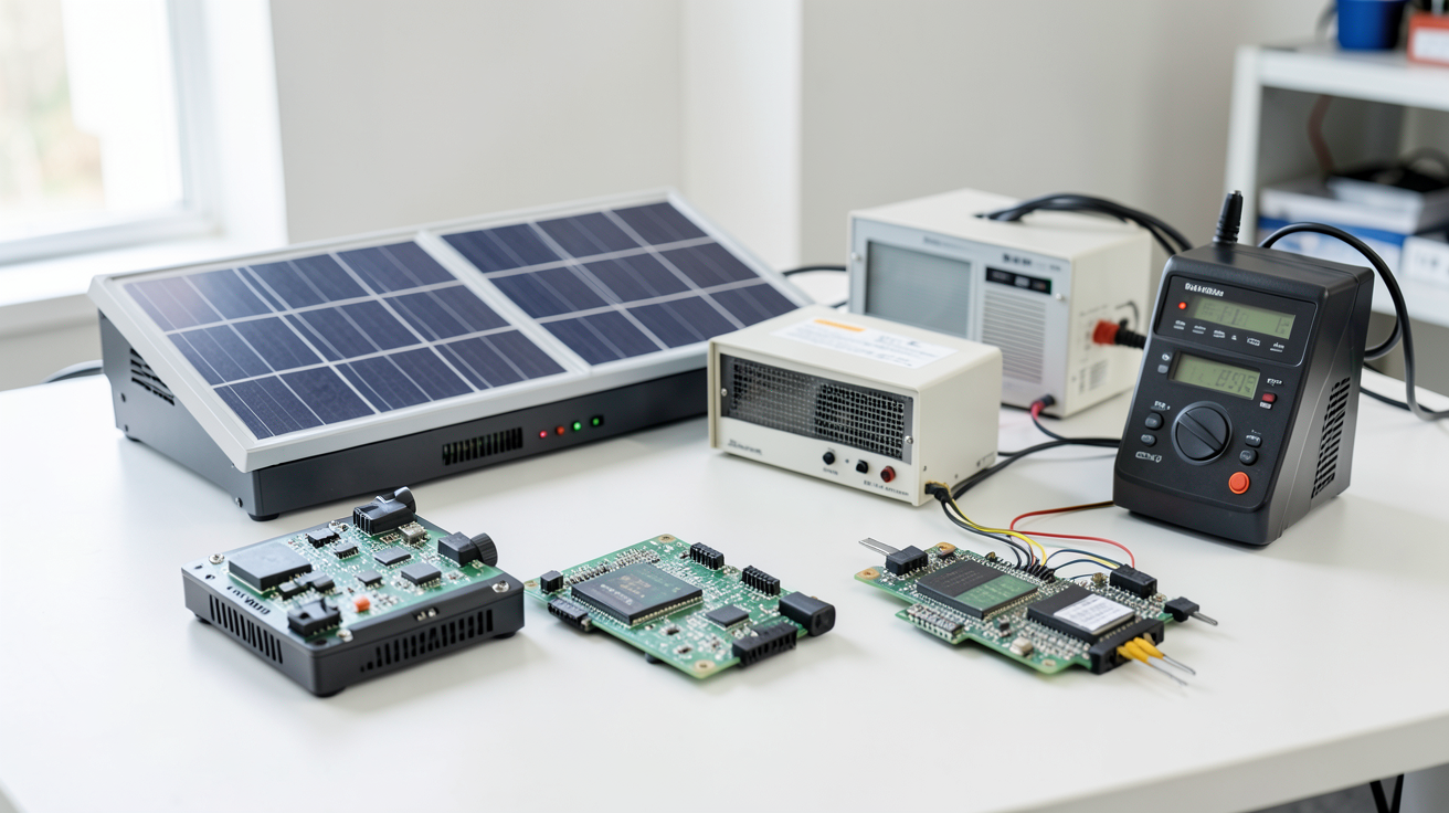 contrôleur de charge solaire montrant une sélection de modèles variés pour un comparatif technique