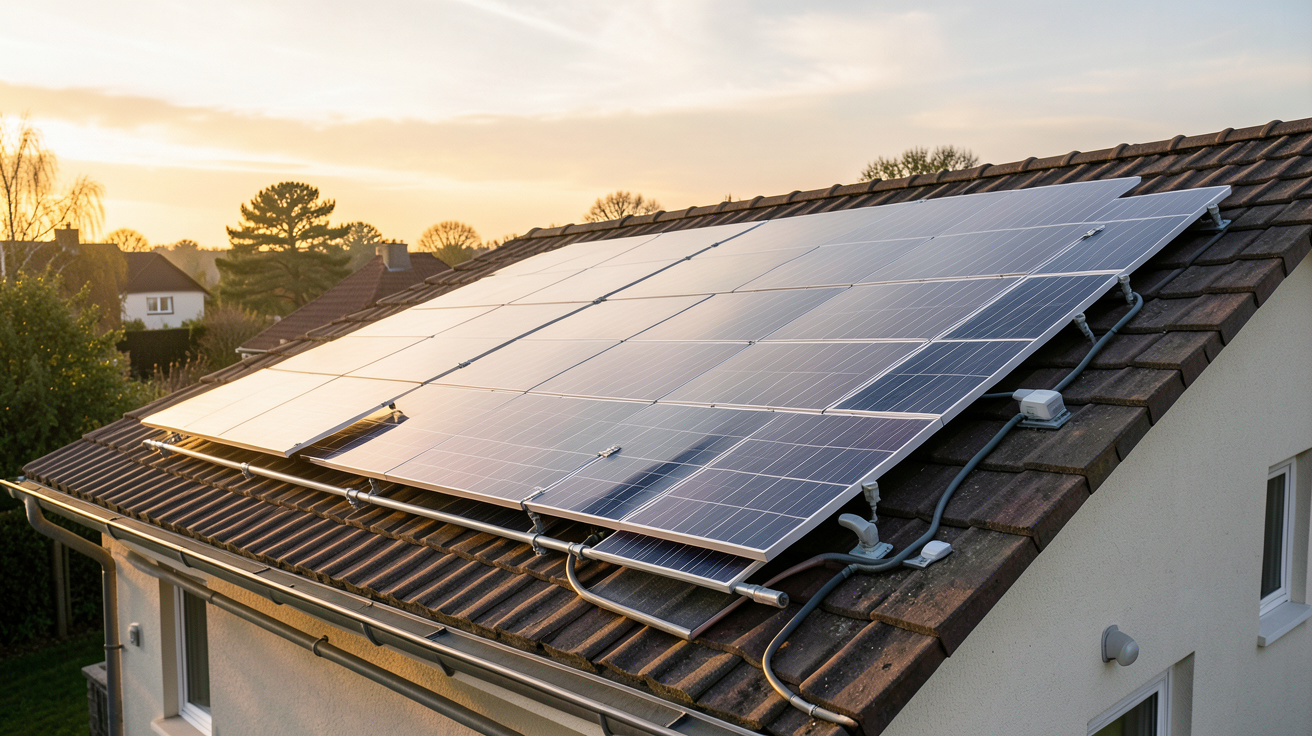 cout chauffage solaire panneaux solaires thermiques installés sur le toit d'une maison individuelle