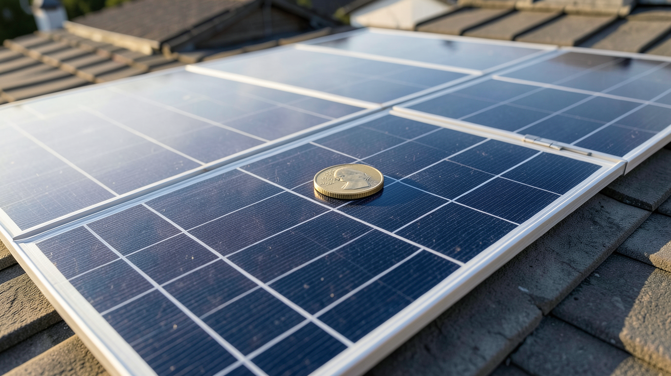 cout d un panneau photovoltaique au m2 panneau solaire avec pièce de monnaie euro dessus