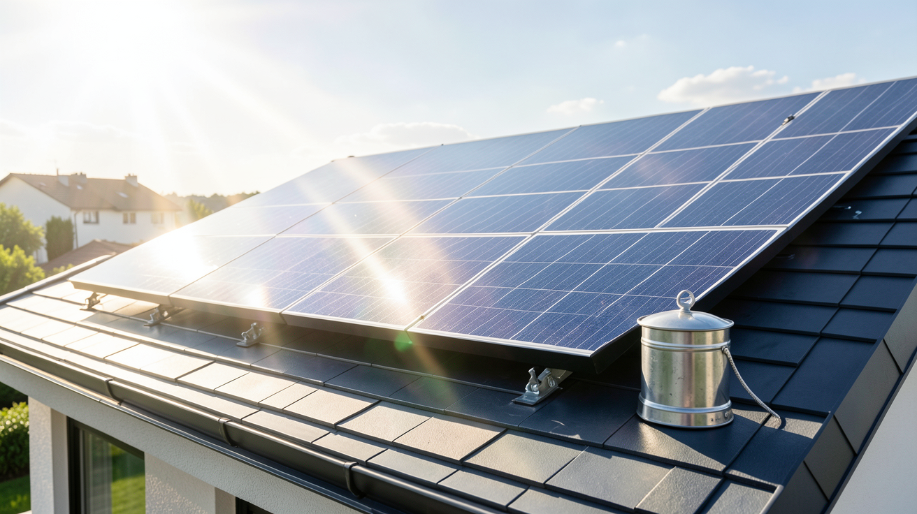 cout d un panneau photovoltaique au m2 panneau solaire sur toit moderne sous lumière soleil avec petite tirelire symbolisant la rentabilité en 2026