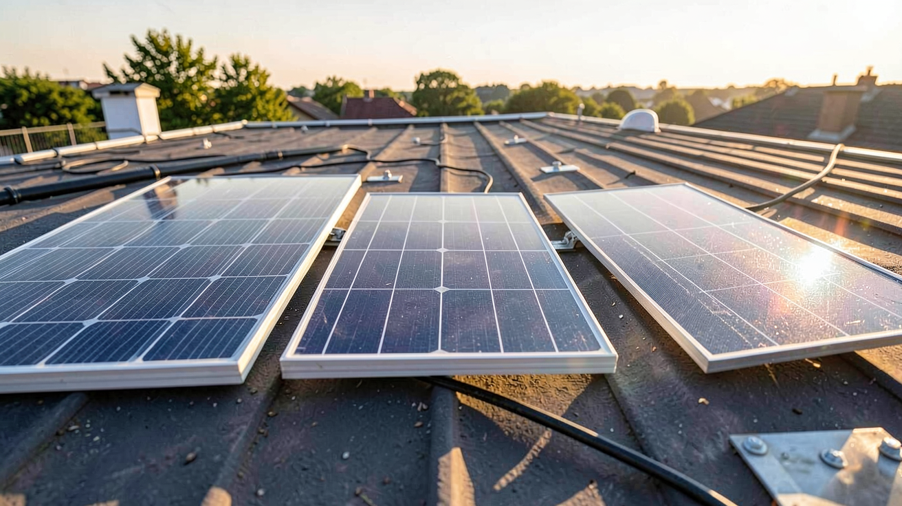 cout d un panneau photovoltaique : comparatif de trois types de panneaux solaires (monocristallin, polycristallin et couches minces) exposés sur un toit