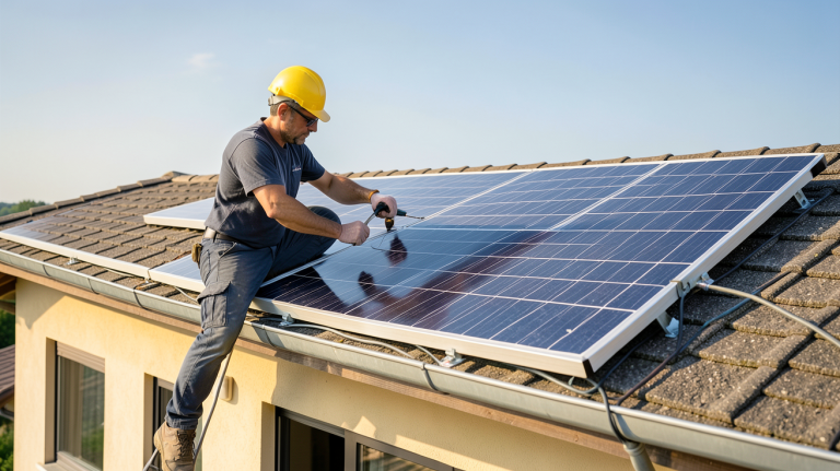 coût d'un panneau solaire photovoltaïque installé sur le toit d'une maison moderne