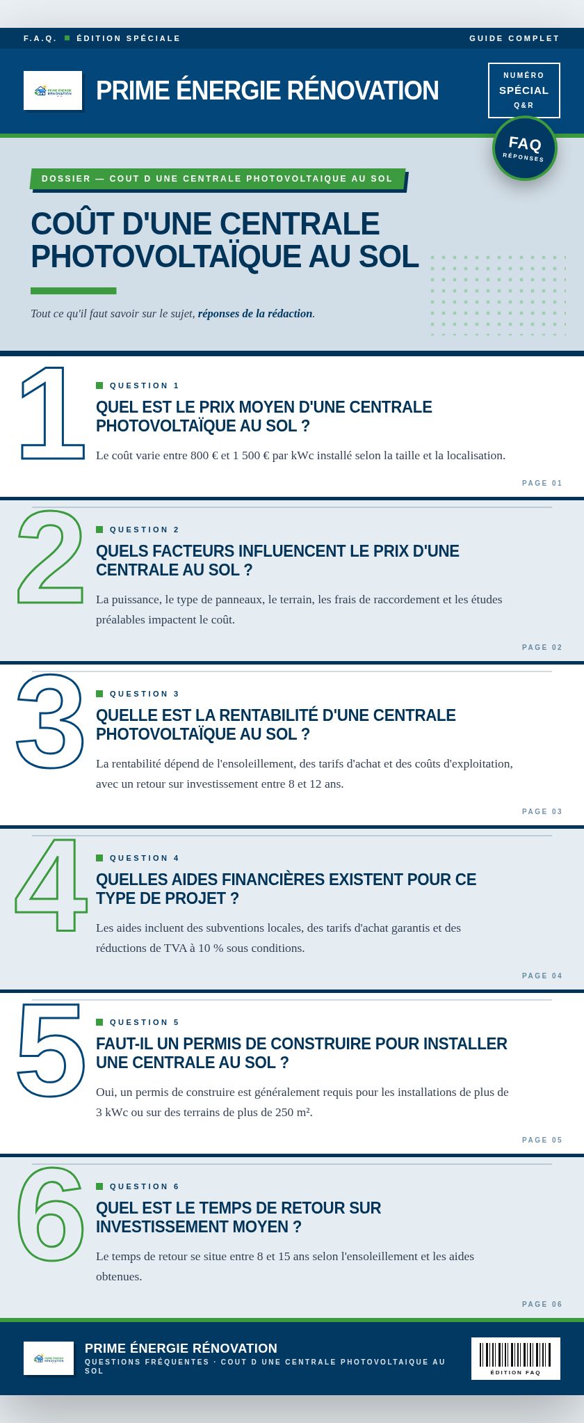 Infographie : Coût d'une centrale photovoltaïque au sol