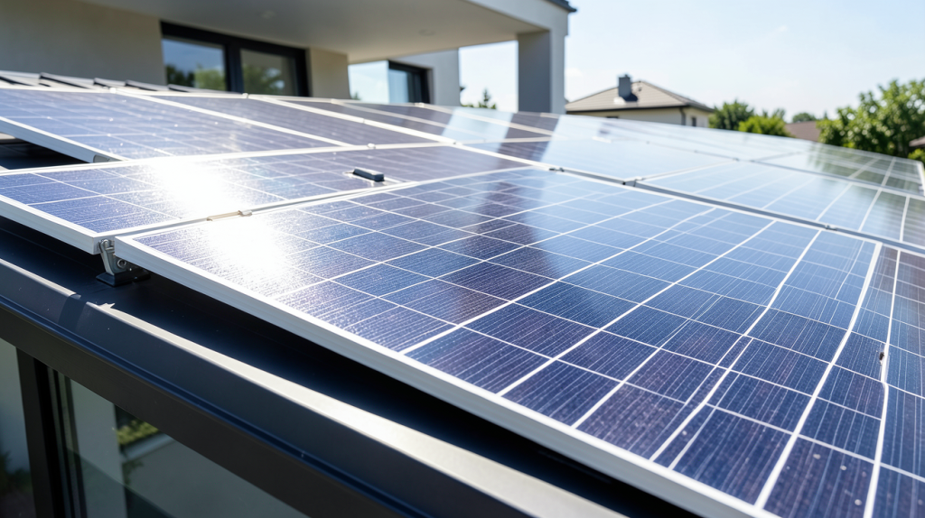 coût de panneaux photovoltaiques illustré par une installation solaire sur un toit résidentiel